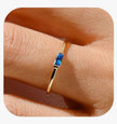 Birthstone Rings for Women Non Tarnish Gold Stackable Rings Dainty 14K Gold/Silver Plated Baguette CZ Emerald Green Pinky Ring Personalized Jewelry Gift for Birthday Size 4-10