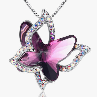 Birthstone Crystal Necklace Mother's Day Present for Women Silver Tone Pendant Jewelry Made with Austrian Crystals Anniversary Birthday Gift 18"+2"