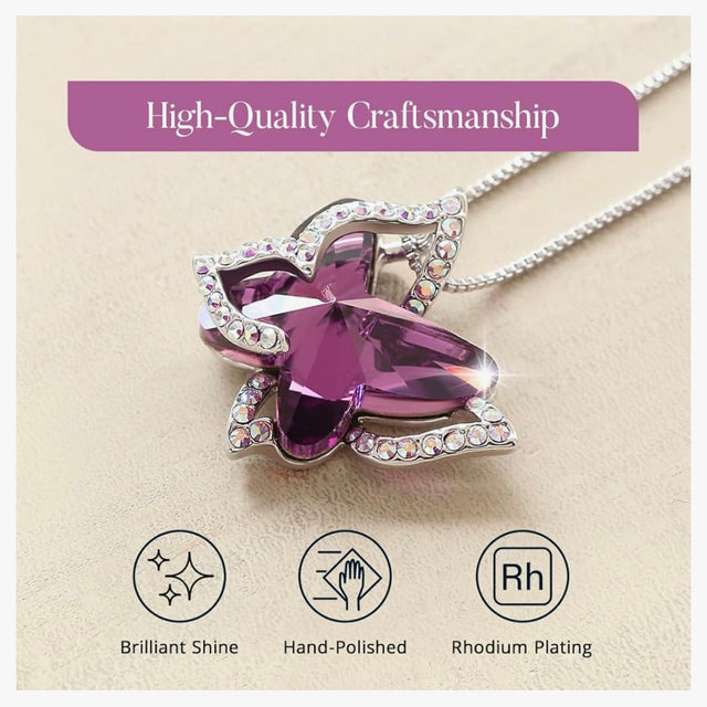 Birthstone Crystal Necklace Mother's Day Present for Women Silver Tone Pendant Jewelry Made with Austrian Crystals Anniversary Birthday Gift 18"+2"
