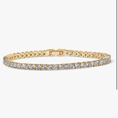 14K Gold Plated 3mm Cubic Zirconia Classic Tennis Bracelet | Gold Bracelets for Women