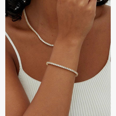 14K Gold Plated 3mm Cubic Zirconia Classic Tennis Bracelet | Gold Bracelets for Women